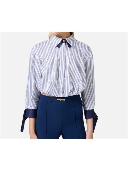 SHIRT WITH KNOT ON THE BACK ELISABETTA FRANCHI | CA09451E2DL6 bianco/oltremare